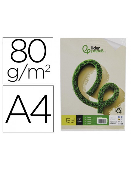 Papel liderpapel a5 reciclado 80 g paquete de 250 hojas