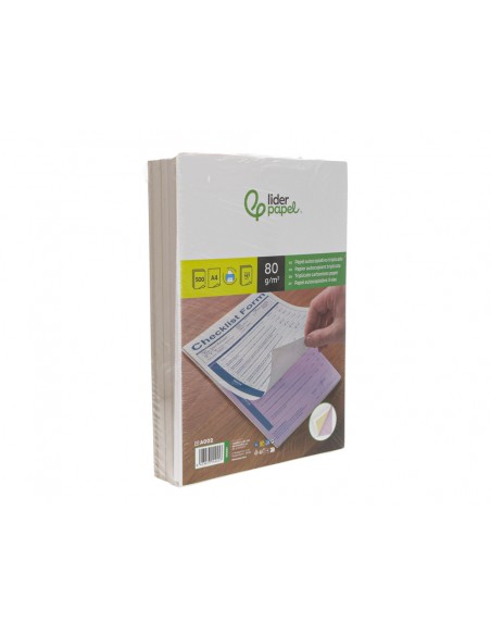 Papel autocopiativo liderpapel a4 prealzado triplicado blanco amarillo y rosa 80 g 500 hojas (167