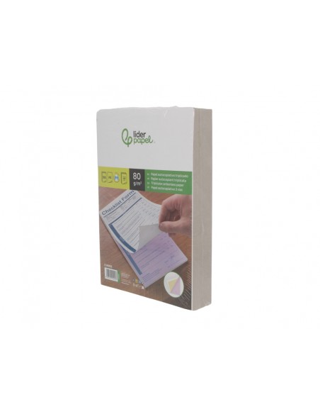Papel autocopiativo liderpapel a4 prealzado triplicado blanco amarillo y rosa 80 g 500 hojas (167