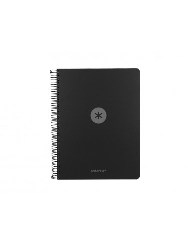 Cuaderno espiral antartik micro a4 tapa foam 120h 90gr cuadro 5mm 5 bandas 4 taladros color negro