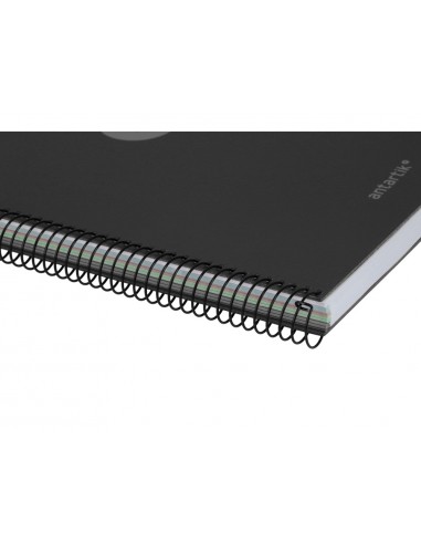 Cuaderno espiral antartik micro a4 tapa foam 120h 90gr cuadro 5mm 5 bandas 4 taladros color negro