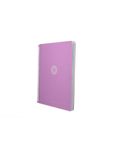 Cuaderno espiral antartik micro a4 tapa foam 120h 90gr cuadro 5mm 5 bandas 4 taladros color lavanda