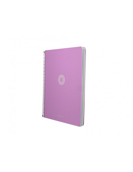 Cuaderno espiral antartik micro a4 tapa foam 120h 90gr cuadro 5mm 5 bandas 4 taladros color lavanda