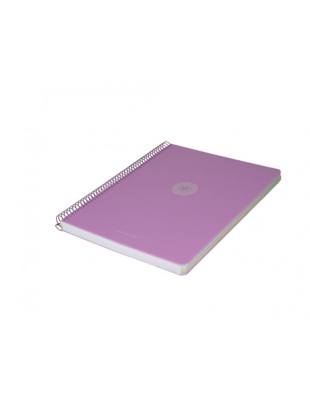 Cuaderno espiral antartik micro a4 tapa foam 120h 90gr cuadro 5mm 5 bandas 4 taladros color lavanda