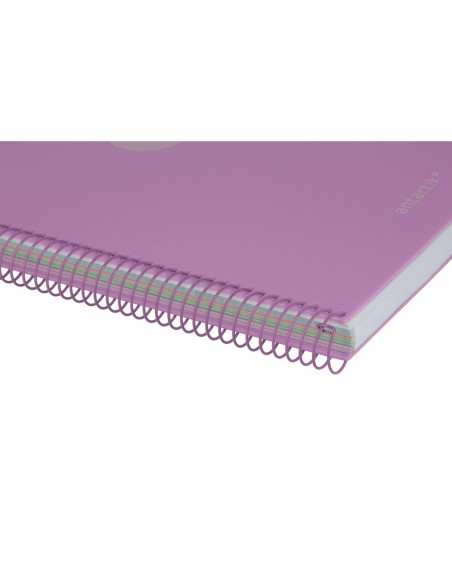 Cuaderno espiral antartik micro a4 tapa foam 120h 90gr cuadro 5mm 5 bandas 4 taladros color lavanda