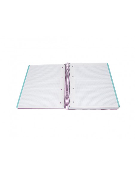 Cuaderno espiral antartik micro a4 tapa foam 120h 90gr cuadro 5mm 5 bandas 4 taladros color lavanda