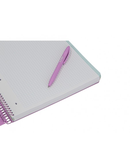 Cuaderno espiral antartik micro a4 tapa foam 120h 90gr cuadro 5mm 5 bandas 4 taladros color lavanda