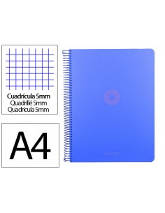 Cuaderno espiral antartik micro a4 tapa foam 120h 90gr cuadro 5mm 5 bandas 4 taladros color azul