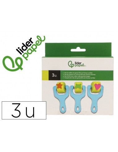 Esponja manualidades liderpapel rodillo con formas goma eva caja con 3 unidades
