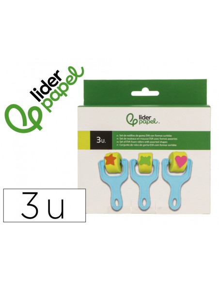 Esponja manualidades liderpapel rodillo con formas goma eva caja con 3 unidades