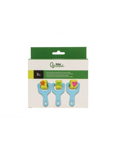 Esponja manualidades liderpapel rodillo con formas goma eva caja con 3 unidades