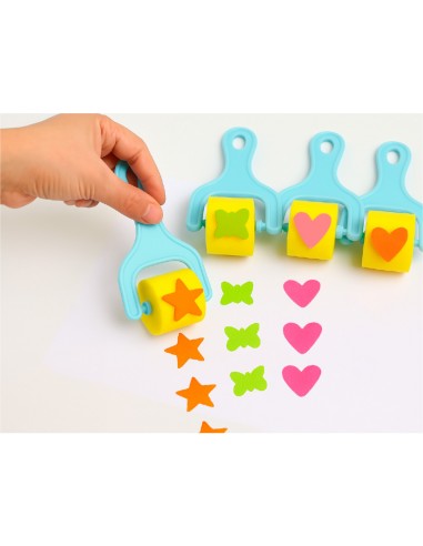 Esponja manualidades liderpapel rodillo con formas goma eva caja con 3 unidades