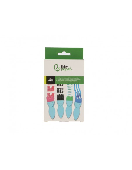 Esponja manualidades liderpapel pincel con formas goma eva caja con 4 unidades