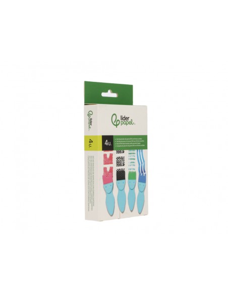 Esponja manualidades liderpapel pincel con formas goma eva caja con 4 unidades