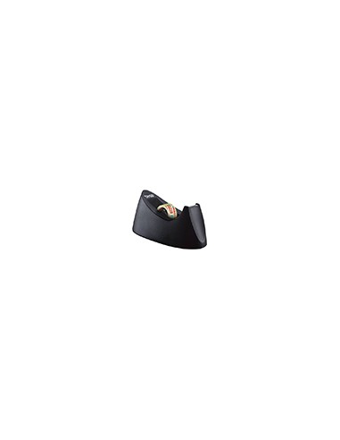 Portarrollo sobremesa tesa plastico easy cut curve negro para cinta de 33 m x19 mm + 1 cinta tesafilm transparente