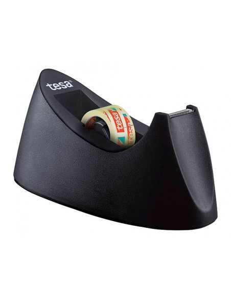 Portarrollo sobremesa tesa plastico easy cut curve negro para cinta de 33 m x19 mm + 1 cinta tesafilm transparente Portarrollo sobremesa tesa plastico easy cut curve negro para cinta de 33 m x19 mm + 1 cinta tesafilm transparente