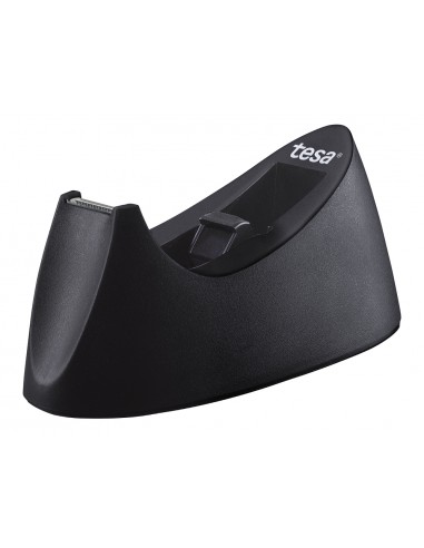 Portarrollo sobremesa tesa plastico easy cut curve negro para cinta de 33 m x19 mm + 1 cinta tesafilm transparente