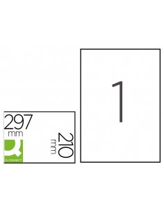 Etiqueta adhesiva q-connect poliester a4 blanco alto brillo para impresoras inkjet pack con 20 hojas