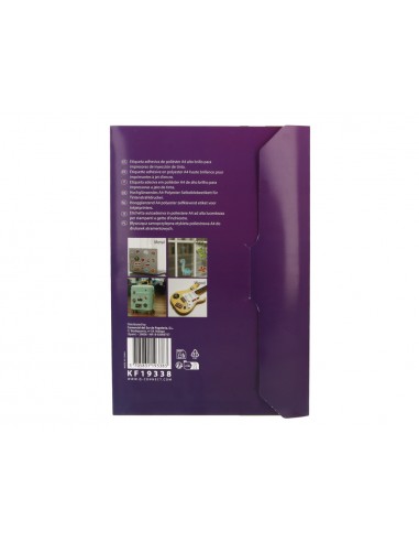 Etiqueta adhesiva q-connect poliester a4 blanco alto brillo para impresoras inkjet pack con 20 hojas