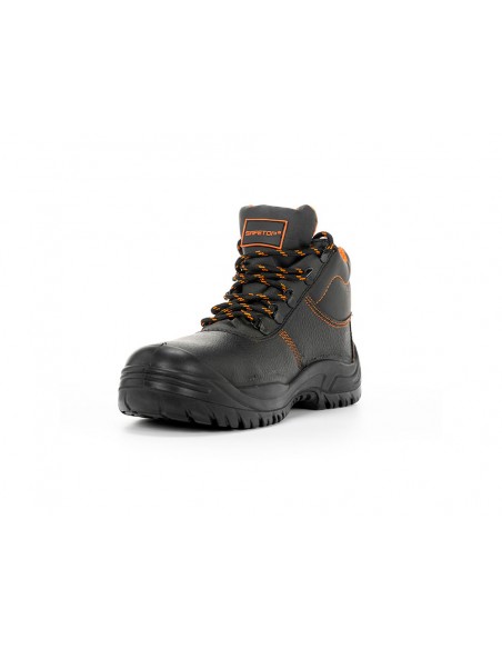 Bota de seguridad safetop eurio cuero grabado suela de acero antiperforacion s3 sr talla 42 color negro