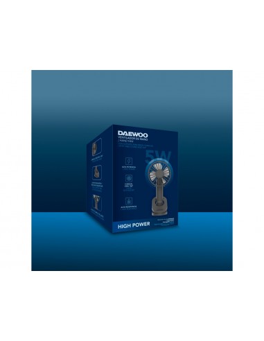 Ventilador de mano daewoo high power 5w 3 velocidades recargable usb-c color negro