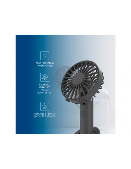 Ventilador de mano daewoo high power 5w 3 velocidades recargable usb-c color negro