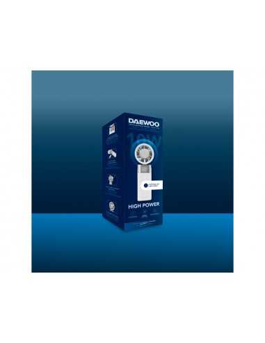 Ventilador de mano daewoo high power 10w 80 velocidades recargable color blanco