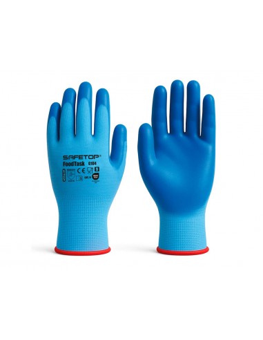 Guantes de nitrilo safetop foodtask alimentario azul solido talla 8