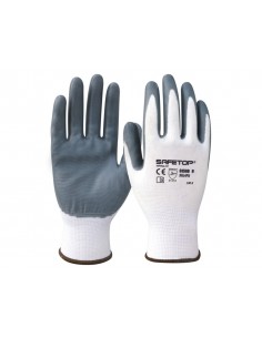 Guantes de nitrilo safetop nitri-fit sintetico solido gris sin costura talla 9