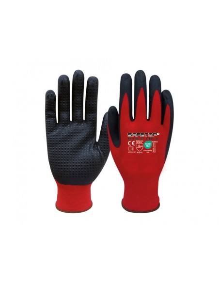 Guantes de nitrilo safetop fit-o-lite dots puntos en la palma talla 10