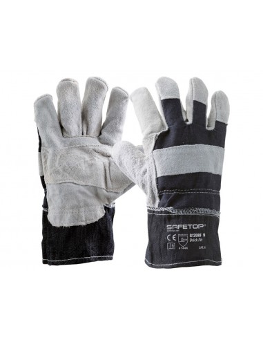 Guantes de lona de algodon y serraje safetop brick fit talla 9