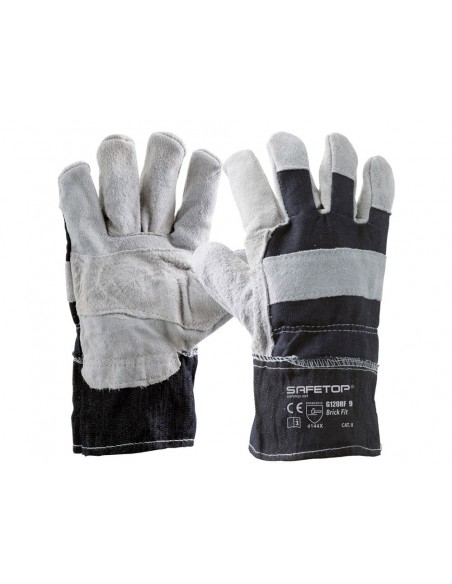 Guantes de lona de algodon y serraje safetop brick fit talla 9