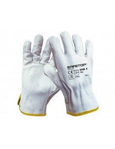 Guantes de piel safetop aba standard en388 100 c color blanco talla 8