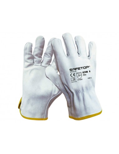 Guantes de piel safetop aba standard en388 100 c color blanco talla 8
