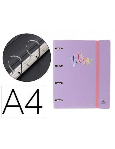 Carpeta 4 anillas 40 mm mixtas mariola polyfoam din a4 sin recambio pastel palabras