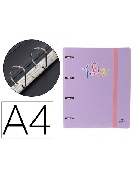 Carpeta 4 anillas 40 mm mixtas mariola polyfoam din a4 sin recambio pastel palabras