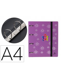 Carpeta 4 anillas 40 mm mixtas mariola polyfoam din a4 sin recambio estrellas