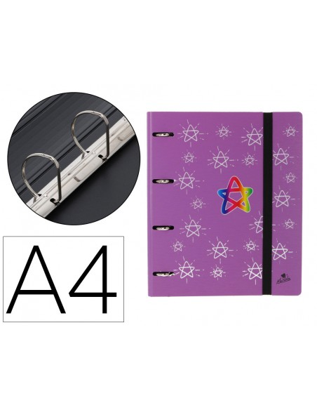 Carpeta 4 anillas 40 mm mixtas mariola polyfoam din a4 sin recambio estrellas