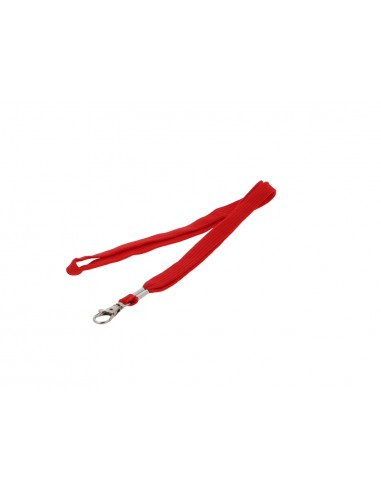 Cordon plano q-connect con gancho metalico para identificadores color rojo