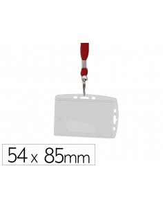 Identificador q-connect con cordon plano rojo uso vertical/horizontal 54x85 mm