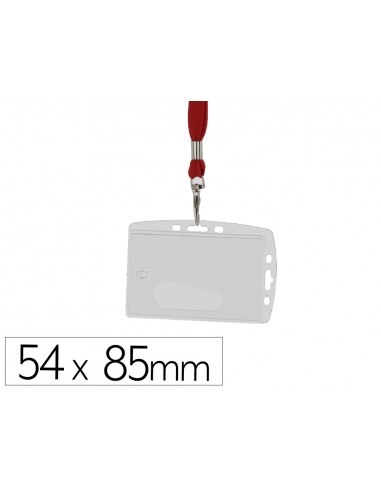 Identificador q-connect con cordon plano rojo uso vertical/horizontal 54x85 mm