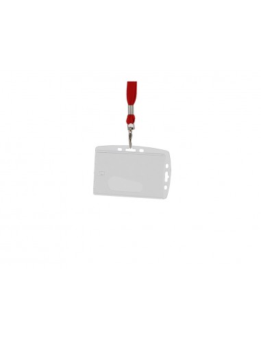 Identificador q-connect con cordon plano rojo uso vertical/horizontal 54x85 mm
