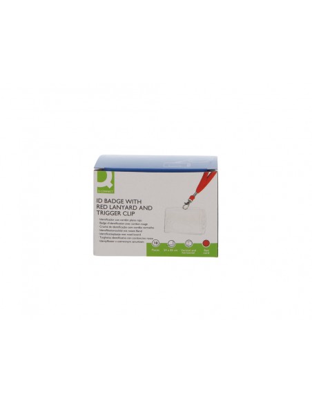 Identificador q-connect con cordon plano rojo uso vertical/horizontal 54x85 mm