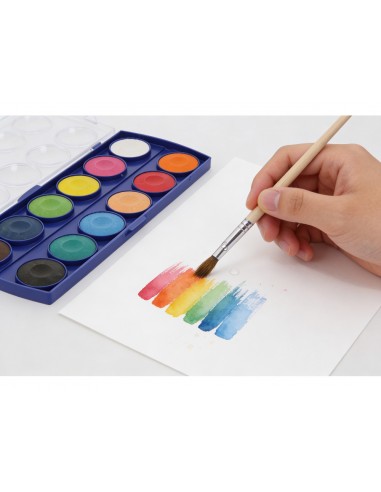 Acuarela liderpapel 12 colores con pincel mango de madera estuche de plastico