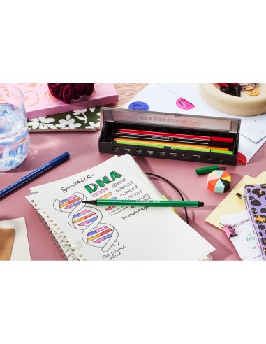 Rotulador stabilo acuarelable pen 68 estuche click set 10 unidades colores surtidos