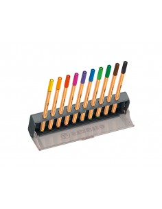 Rotulador stabilo punta de fibra point 88 estuche click set de 10 unidades colores surtidos
