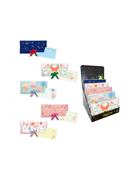 Sobres de regalo arguval con lazo + tarjeta 4 modelos papel 250 gr con relieve y holografia 23x11 cm