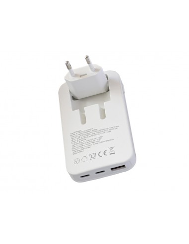 Cargador de pared tnb gan 65 w 2xusb-c+ usb-a plegable color blanco