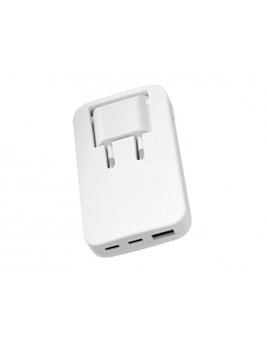 Cargador de pared tnb gan 65 w 2xusb-c+ usb-a plegable color blanco