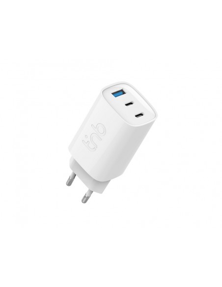 Cargador de pared tnb gan 65w 2xusb-c + usb a color blanco